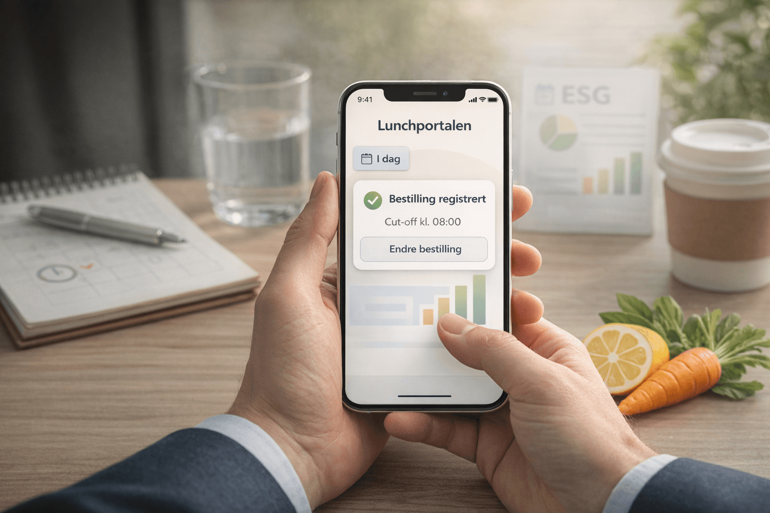 Mobil bestilling i Lunchportalen gir sporbarhet, kontroll og mindre matsvinn